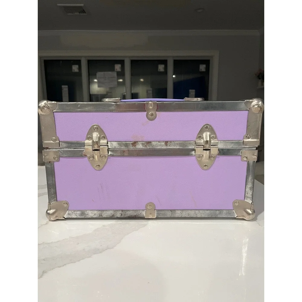 Vintage 90s purple Hand Painted Floral Storage Trunk Hilary Personalized Box